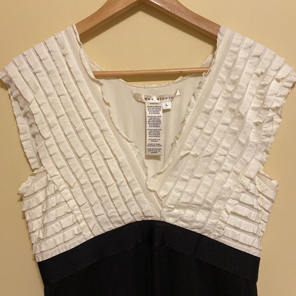 Max StudioY2K Mini Dress Black White Ruffles Bodycon Cocktail 90s Summer Wedding - Picture 4 of 8